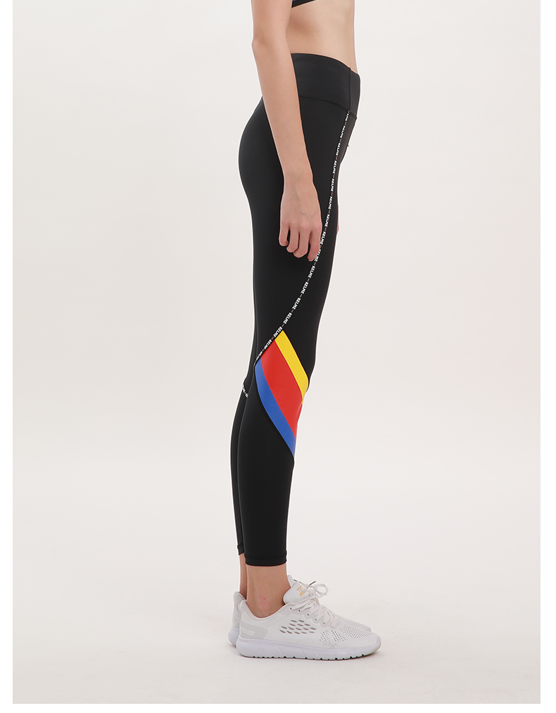 kelme卡尔美夏季新款条纹撞色弹力紧身裤女健身瑜伽九分裤