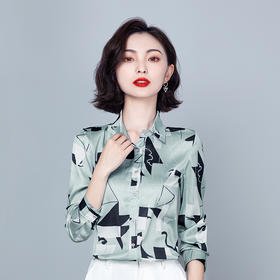 KQL  A139N801优雅显瘦缎面衬衣秋装韩范时尚气质衬衫