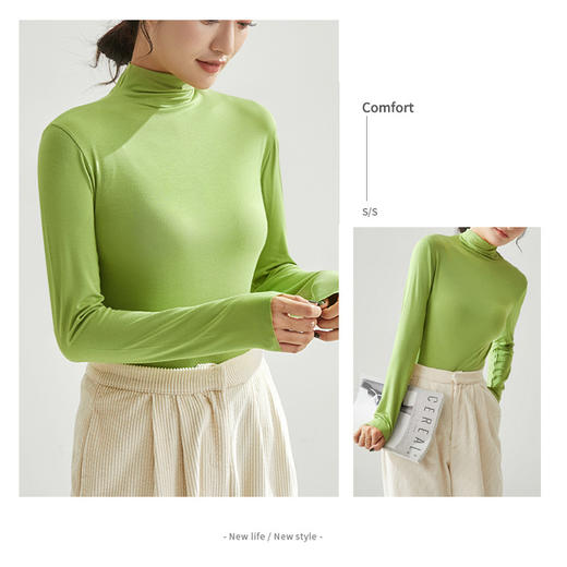 【79元任选2件】莫代尔半高领打底衫 18色可选 内搭修身 商品图2