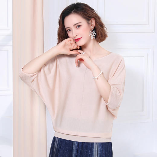 FCY-QQ57117#女装新款宽松纯色套头蝙蝠袖针织衫 商品图4