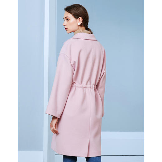 EITIE爱特爱秋季新款宽松廓形抽绳收腰翻领气质羊毛呢大衣女D2014505 商品图4