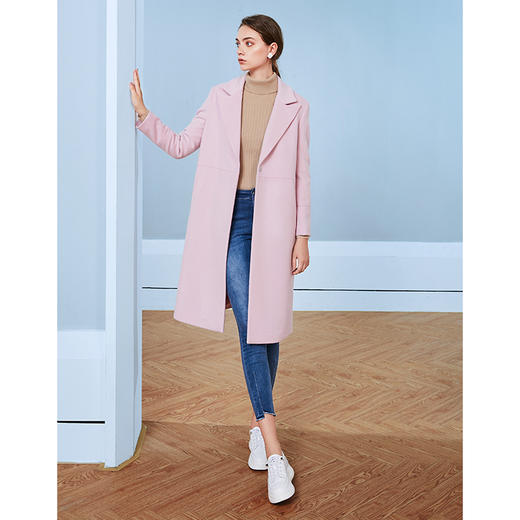 EITIE爱特爱女装秋款时尚气质翻领通勤显瘦直筒羊毛呢大衣女外套D2014507 商品图1