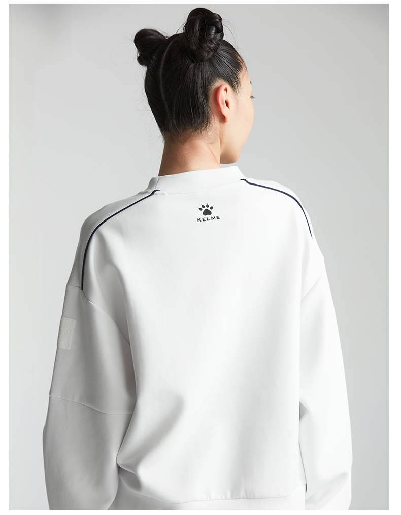 kelme卡尔美秋冬彩色方块撞色图案套头卫衣女宽松休闲廓形上衣