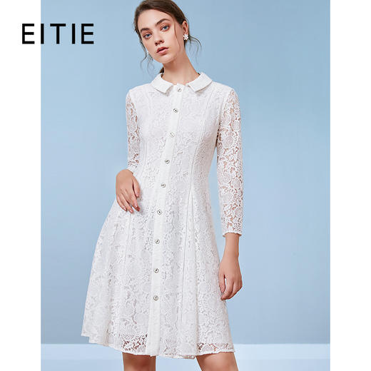 EITIE爱特爱秋季新款优雅气质蕾丝收腰百搭显瘦连衣裙女裙C2007562 商品图0