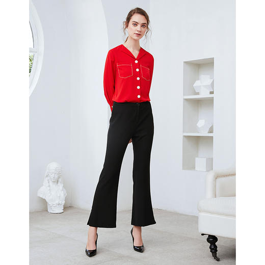 EITIE爱特爱秋季新款气质时尚通勤显瘦百搭职业微喇长裤女裤C2005506 商品图1