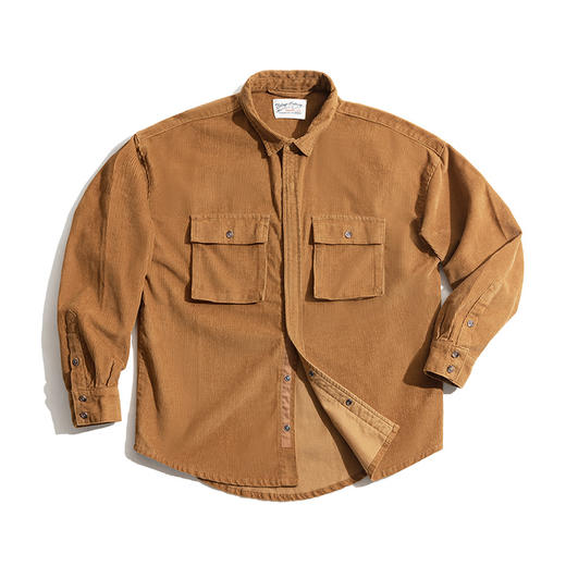 工装优选 美式复古宽松夹克灯芯绒翻领古着痞帅外穿口袋薄衬衫男春 商品图4