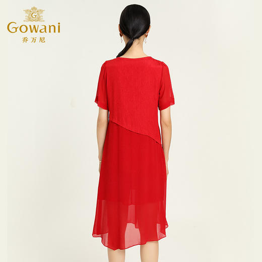 乔万尼夏季简约修身桑蚕丝真丝连衣裙女短袖显瘦中长款女中长裙EB2E905 商品图3