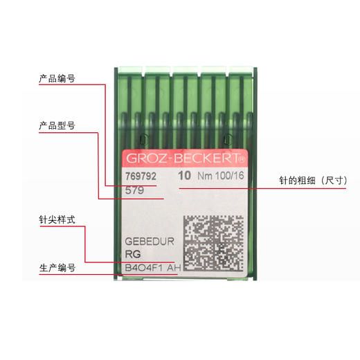 579 德国进口格罗茨机针 579金针杜克普圆头9820锁眼机防热机针 商品图2