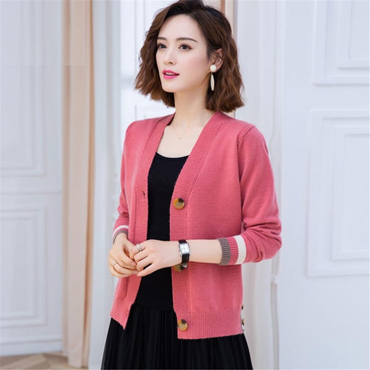 XQY-185156早秋新款2020韩版纯色针织开衫毛衣女装外套 商品图0