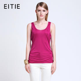 EITIE女装夏装简约修身纯色百搭圆领背心打的上衣女3902605