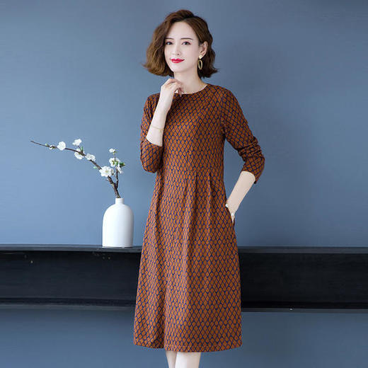 YCE-A948-8136大码气质贵夫人长袖连衣裙 商品图1