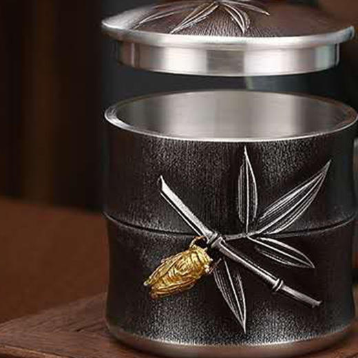 纯锡茶叶罐【知足】 商品图1