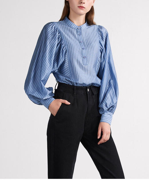 celine暗条圆领衬衫