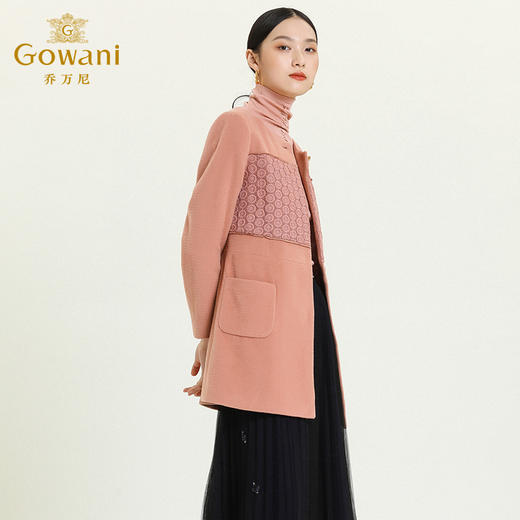 乔万尼冬装毛呢外套女简约时尚百搭英伦羊毛呢大衣修身大码中长款E144A903 商品图2