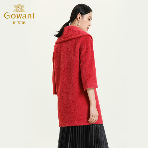 乔万尼冬季羊毛大衣中长款大翻领直筒E154A285 商品图4