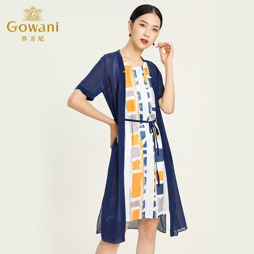 乔万尼夏季新款时尚气质修身真丝连衣裙两件套装女中长款EB2G856 商品图2