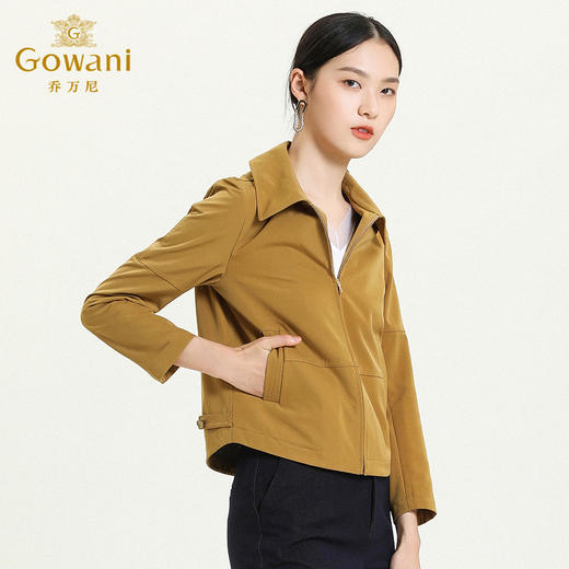 乔万尼新款短外套小个子休闲黄色复古风H版型显腿长开衫夹克ES3B579 商品图2