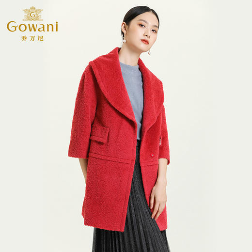 乔万尼冬季羊毛大衣中长款大翻领直筒E154A285 商品图2