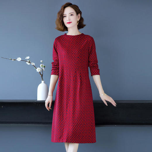 YCE-A948-8136大码气质贵夫人长袖连衣裙 商品图0