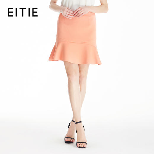 EITIE爱特爱女装夏季新款X型荷叶边短裙纯色半身裙高腰半裙5306004 商品图0