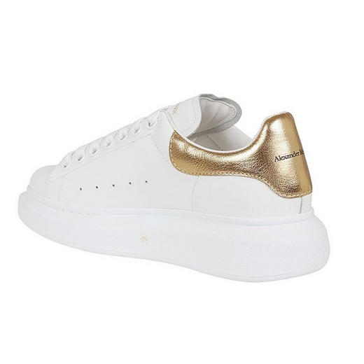 ALEXANDER MCQUEEN 亚历山大·麦昆 女士小牛皮浅金尾大阔型系带休闲运动鞋 白色浅金尾 553770 WHFBU 9075 商品图0