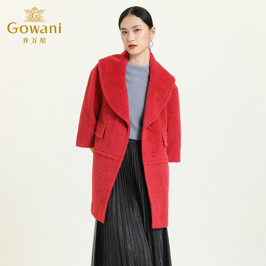 乔万尼冬季羊毛大衣中长款大翻领直筒E154A285 商品图1
