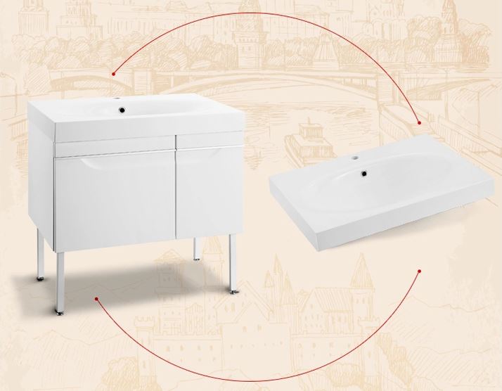 科勒派丽德1010mm一体化台盆在右18385T-0