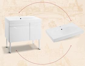 科勒派丽德1010mm一体化台盆在右18385T-0