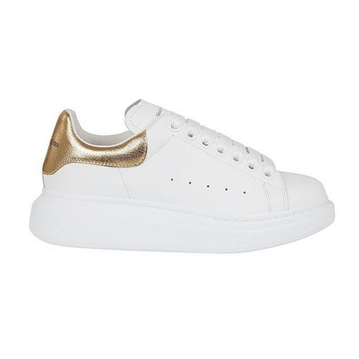 ALEXANDER MCQUEEN 亚历山大·麦昆 女士小牛皮浅金尾大阔型系带休闲运动鞋 白色浅金尾 553770 WHFBU 9075 商品图2