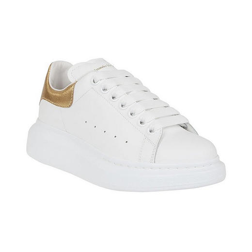 ALEXANDER MCQUEEN 亚历山大·麦昆 女士小牛皮浅金尾大阔型系带休闲运动鞋 白色浅金尾 553770 WHFBU 9075 商品图1