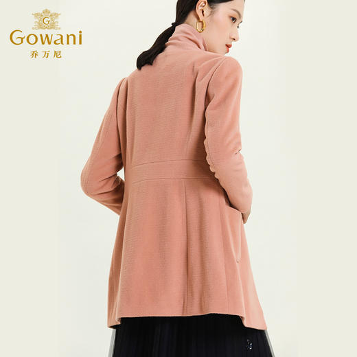 乔万尼冬装毛呢外套女简约时尚百搭英伦羊毛呢大衣修身大码中长款E144A903 商品图3