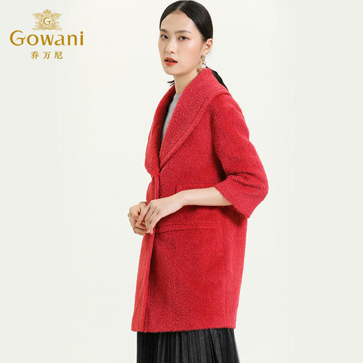 乔万尼冬季羊毛大衣中长款大翻领直筒E154A285 商品图3