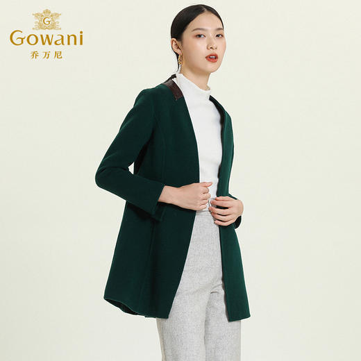 乔万尼冬季毛呢外套女修身中长款长袖大码双面羊毛呢子大衣E144A826 商品图2