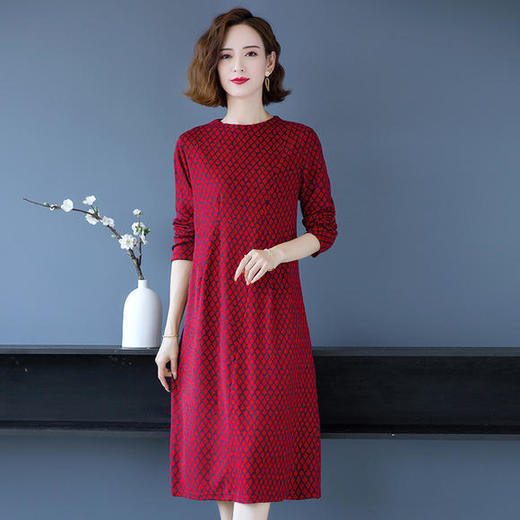 YCE-A948-8136大码气质贵夫人长袖连衣裙 商品图2