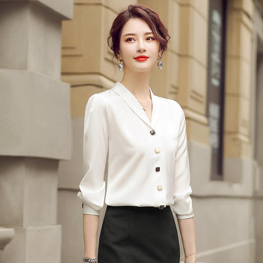 YAN-YL20822940女春秋长袖百搭衬衫洋气雪纺打底衫 商品图2