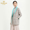 乔万尼冬季拼色格纹时尚羊毛大衣连肩袖中长款保暖外套E154A275 商品缩略图2