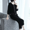 丁摩 真丝丝绒套装女两件套钉珠圆领桑蚕丝开衫休闲九分裤20-216DL699 商品缩略图1