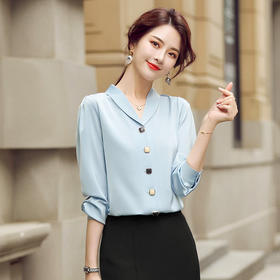 YAN-YL20822940女春秋长袖百搭衬衫洋气雪纺打底衫