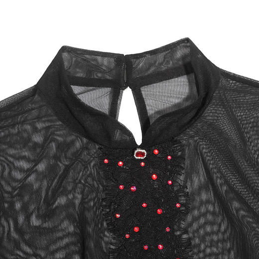 DLQ-A2637轻奢高端气质性感网纱长袖吊带礼服 商品图2