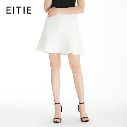 EITIE爱特爱女装夏季新款X型荷叶边短裙纯色半身裙高腰半裙5306004 商品图1