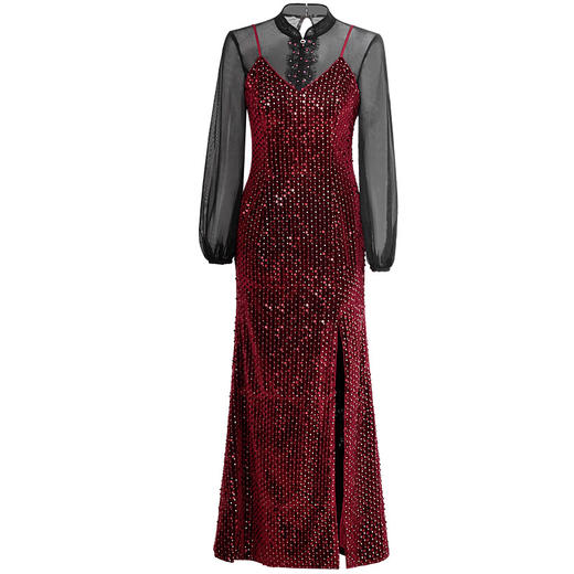 DLQ-A2637轻奢高端气质性感网纱长袖吊带礼服 商品图3