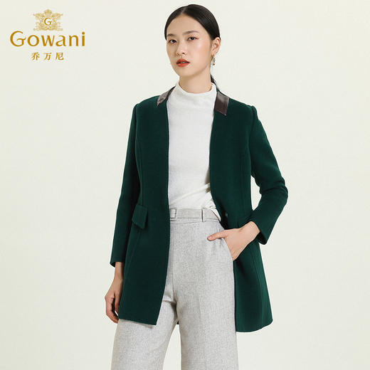 乔万尼冬季毛呢外套女修身中长款长袖大码双面羊毛呢子大衣E144A826 商品图1