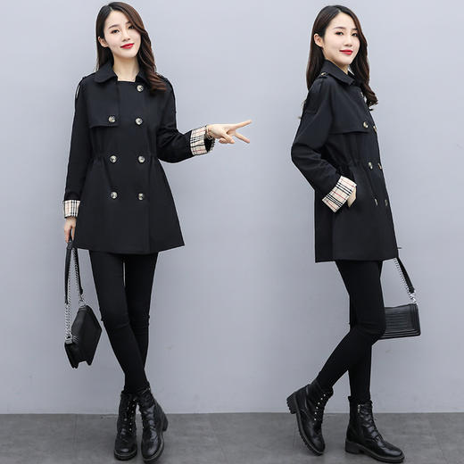 WZNH-ARE20255中长款英伦风袖口拼接宽松收腰风衣外套 商品图1