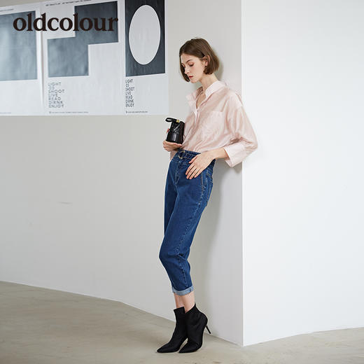 oldcolour秋季新品条纹九分袖衬衫女L31013135 商品图4