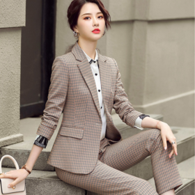 YAN-YL20823365格子西装套装洋气韩版休闲英伦风西服