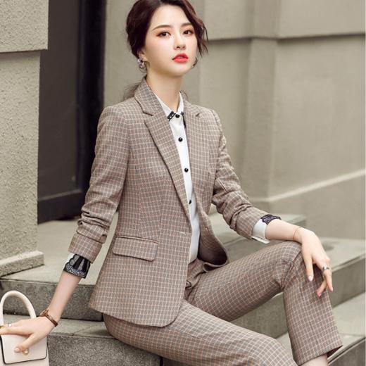 YAN-YL20823365格子西装套装洋气韩版休闲英伦风西服 商品图0