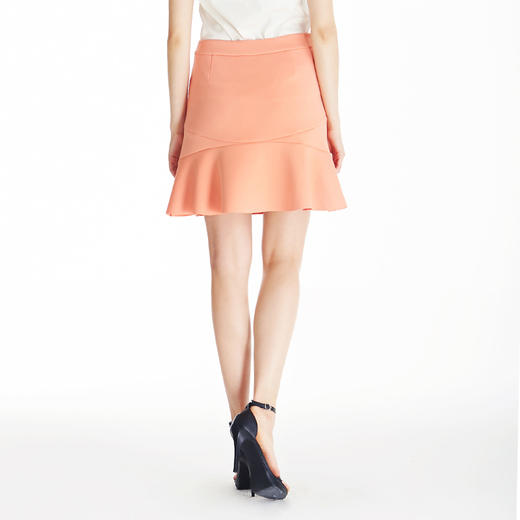 EITIE爱特爱女装夏季新款X型荷叶边短裙纯色半身裙高腰半裙5306004 商品图2