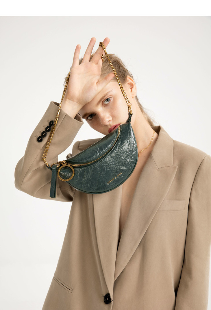 授权商品charleskeith秋冬季ck280150844圆环手提单肩腰包斜挎包