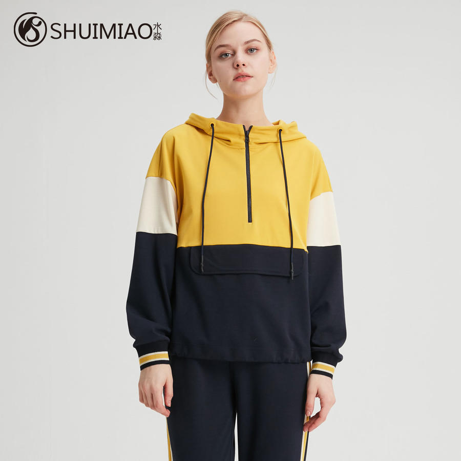 水淼大码女装2020秋装新款胖妹妹宽松遮肚韩版套头连帽卫衣7006