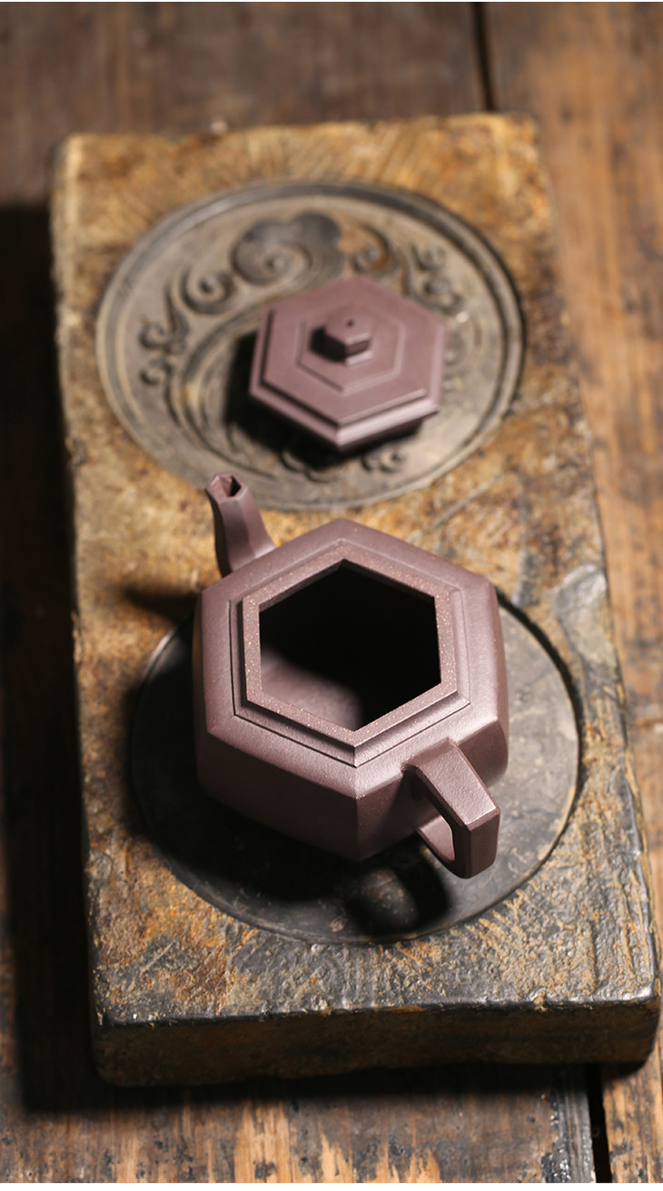 六一堂六方雪华壶4号井黑紫泥以雪花之轻来展现乾坤之重